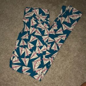 LulaRoe Airplane Leggings Os